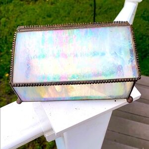 Iridescent Antique Style Glass Jewelry/Trinket Box